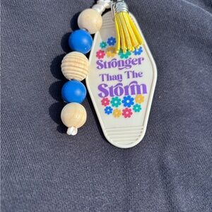Yellow Tassel 'Stronger Than The Storm' Keychain Card Holder
